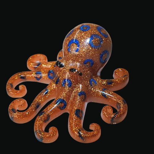 Decorative Blue Ring Octopus on a plain background